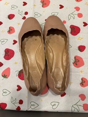 Chloe Scalloped Edge Ballet Flats in Nude Pink